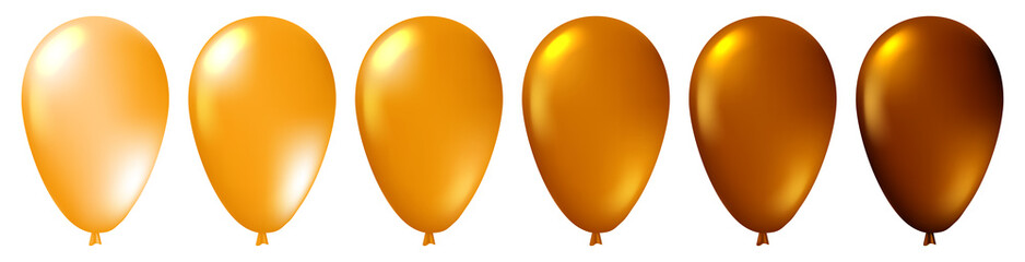 Set of realistic monochrome isolated golden balloons. Template for a business card, banner, poster, notebook, invitation