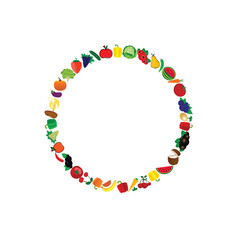 fruit and vegetable circle illustration