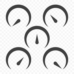 Set of speed scale icons. Vector on transparent background