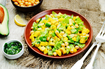 Mango avocado chickpeas salad