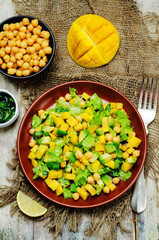 Mango avocado chickpeas salad