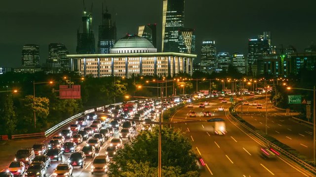 Timelapse of the car in the streets of Seoul, South Korea.