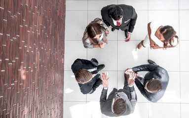 top view. business team solving work problems