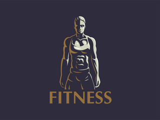 Woman fitness emblem.