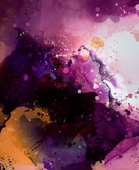 Violet bright Abstract watercolor drawing on a paper image