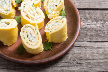 Homemade Eggs omelet rolls