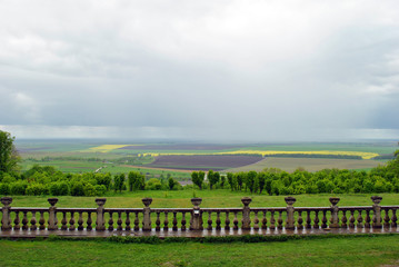 Fototapeta na wymiar Landscape with cultivated fields in Western Ukraine