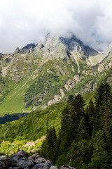 Fototapeta na wymiar mountain peaks in sunny Georgia