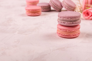 macaron, pastel color, dessert (natural macaroons). top copy space. food background