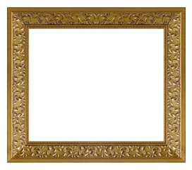 Golden frame for paintings, mirrors or photo isolated on white background