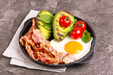 Ketogenic diet. Low carb high fat breakfast. Healthy food concept