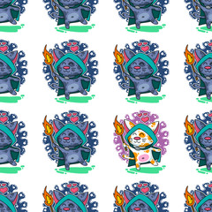 Vector seamless pattern about Cats in love