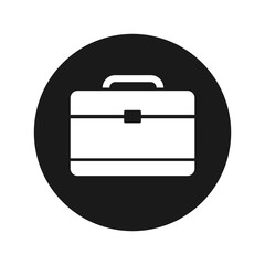 Briefcase icon flat black round button vector illustration