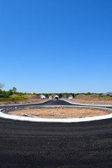 New Road Construction in Suburban New Housing Development