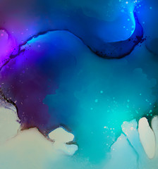 bright glowing watercolor paint and splashes
