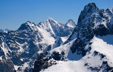 Fototapeta na wymiar Mount Rysy in snow cover, Tatra Mountains, Poland