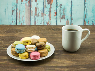 French macarons with coffee