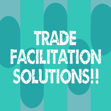 Conceptual hand writing showing Trade Facilitation Solutions. Business photo showcasing harmonisation of international trade procedures Oblong Multi Tone Blank Copy Space for Poster Wallpaper