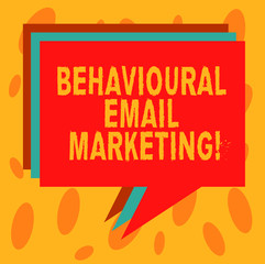Writing note showing Behavioural Email Marketing. Business photo showcasing customercentric trigger base messaging strategy Stack of Speech Bubble Different Color Piled Text Balloon