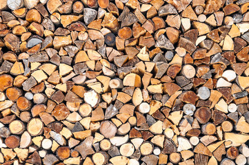 Pieces of firewood forming a background