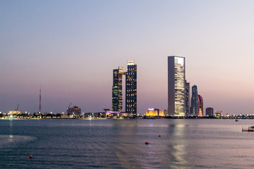 Skyline of Abu Dhabi, United Arab Emirates.