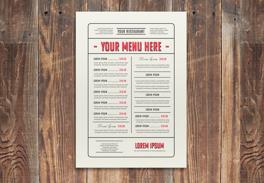 White and Red Menu Layout