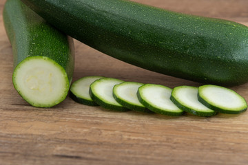 Fresh cutted zucchini or courgettes
