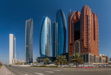 View of skyscrapers in Abu Dhabi, UAE - obrazy, fototapety, plakaty