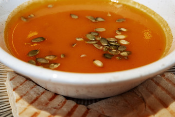 Pumpkin soup-puree with seeds