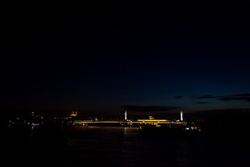 Golden Horn Metro Bridge in Istanbul during the night