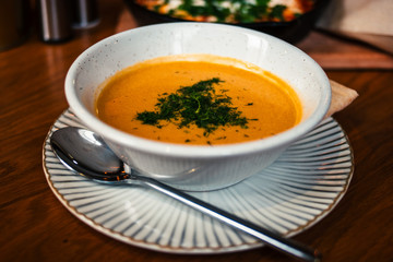 Pumpkin soup-puree with weed