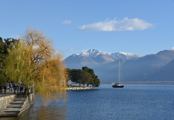 View of the mountains from Locarnos lakeside, Switzerland