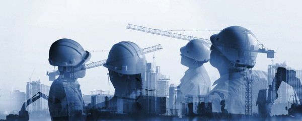 industry of construction site and engineer working