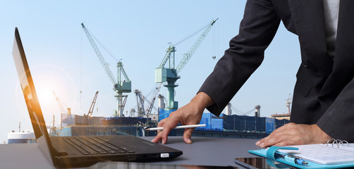 industry of construction site and engineer working