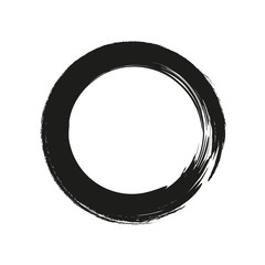 vector brush strokes circles of paint on white background. Ink hand drawn paint brush circle. Logo, label design element vector illustration. Black abstract grunge circle. Frame.