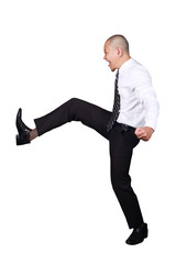 Young Asian Businessman Kicking Gesture, Screams Expression