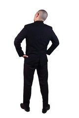 Young Asian Businessman Thinking Gesture, Rear view