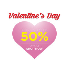 50% discount for Valentine's Day - Banner - Vector