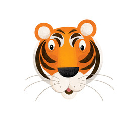 cartoon scene with tiger body part head on white background - illustration for children