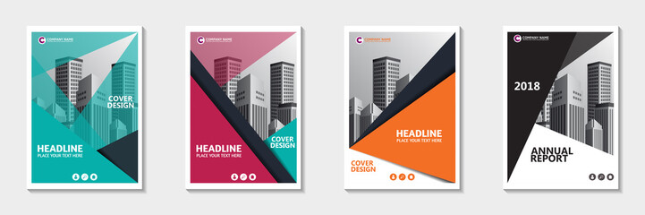 Set of abstract cover design. Annual report, pamphlet, presentation, brochure. Front page, book cover layout design. Cover design template.