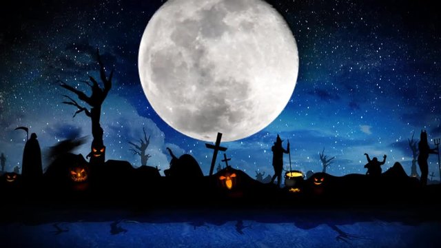 Happy Halloween Island Full moon 4K Loop
