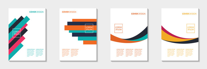 Set of abstract cover design. Annual report, pamphlet, presentation, brochure. Front page, book cover layout design. Cover design template.