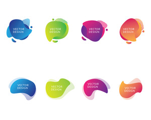 Set of fluid flow colorfull template with gradient blue, green, purple and orange for banner, poster, business card and flyer, vector design illustration