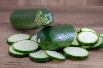 Fresh cutted zucchini or courgettes