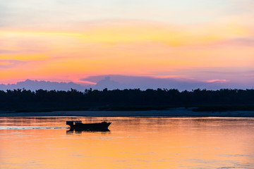 Sunset over the Mekong Delta, Kratie, Cambodia 