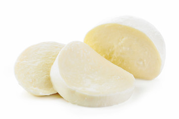 Mozzarella cheese on white background