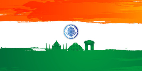 indian republic day 26 january 1950, brush design india flag