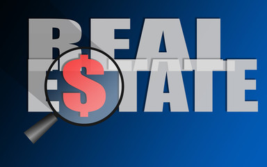 Glass magnifier with real estate word