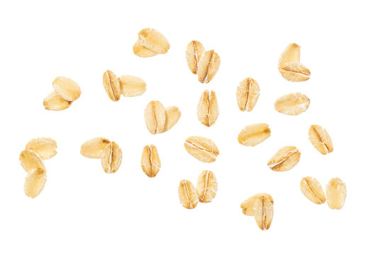 Oat flakes isolated on white background top view