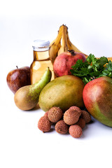 fruits, juice and papper package 
